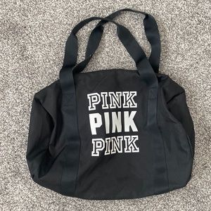 Pink duffel bag